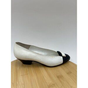 Vintage Bruno Magli Italy Black White‎ Leather Kitten Heel Pumps 5.5
